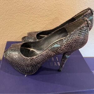 Stuart Weitzman Brown Snakeskin Heels